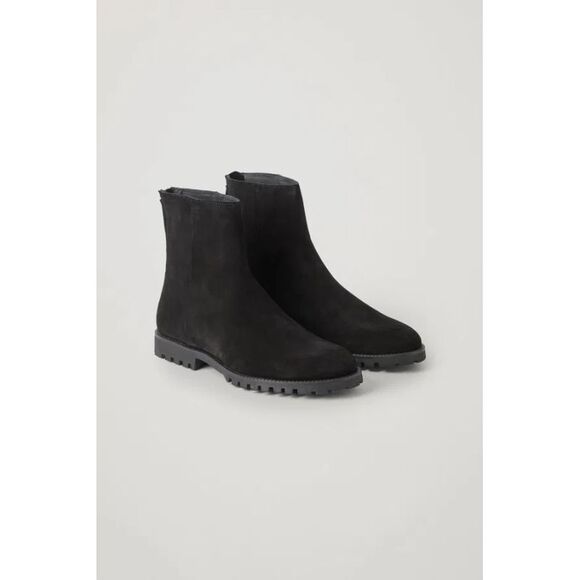 COS Men's Waterproof-Suede Zipped Boots Black Shoes 41 - Picture 1 of 3